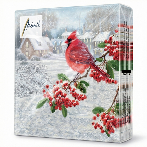 20 Servietten Cardinal - Kardinal vor Weihnachtsstadt 33x33cm
