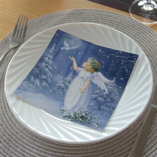 20 Servietten Angel with Dove - Magischer Engel mit Taube 33x33cm