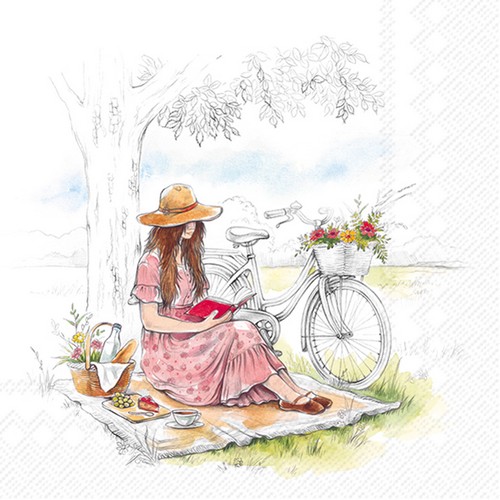 20 Servietten Picnic - Frau beim Picknick 33x33cm