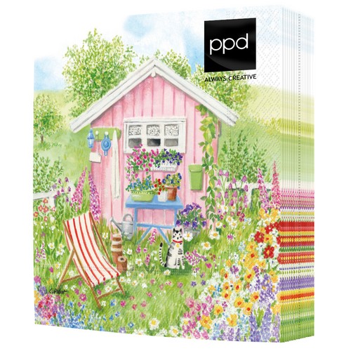 20 Servietten Maison Rose - Ferienhaus mit Garten 33x33cm