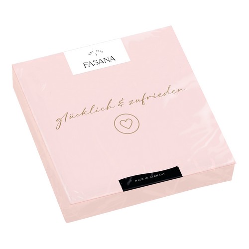 20 Servietten Glücklich & zufrieden - Zufrieden auf rosa 33x33cm