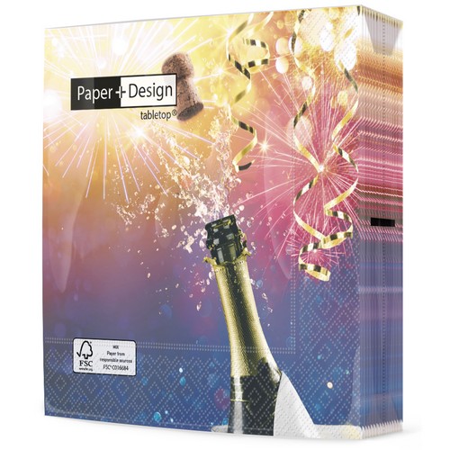 20 Servietten Pop open - Korken knallt aus Flasche 33x33cm