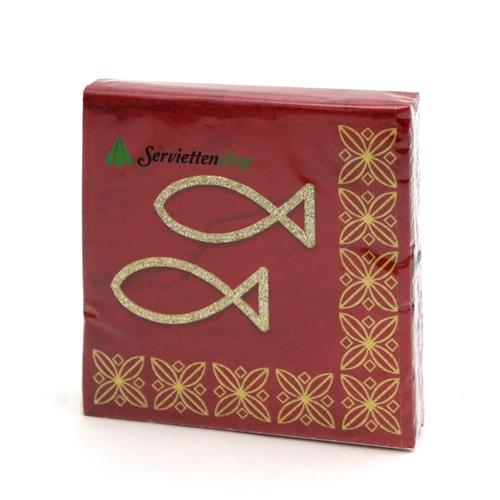 20 Servietten Modern Ichthys bordeaux 33x33cm