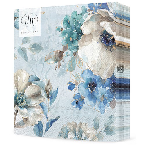 20 Servietten Malea - Vintage-Blumen blau 33x33cm