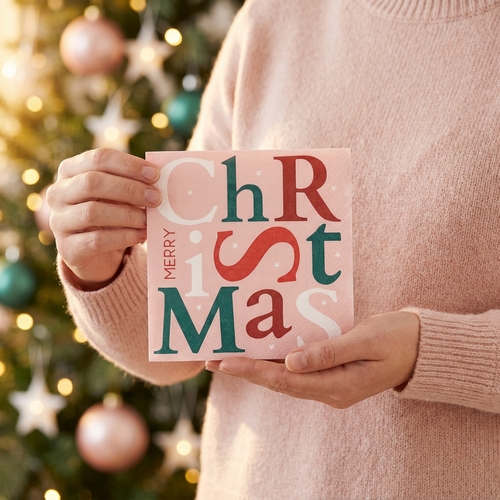 20 Servietten Christmas Letters pink - Buchstaben von Christmas rosa 33x33cm