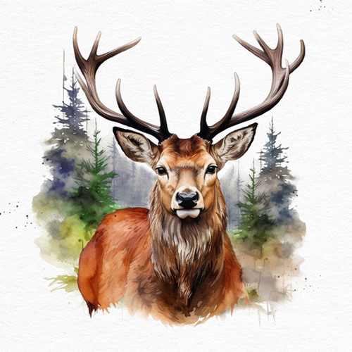 20 Servietten Cabeza de Venado - Hirsch vor Wald 33x33cm