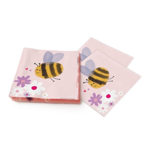 20 Servietten Donna - Große Biene an Blüten 33x33cm