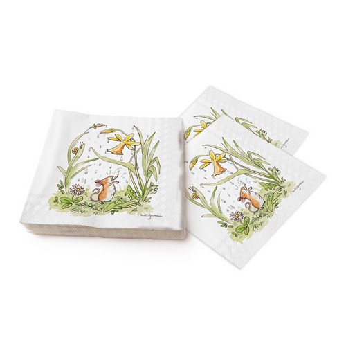 20 Servietten April Shower - Maus fühlt Regentropfen 33x33cm