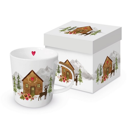 Tasse aus Porzellan Hüttenzauber - Hüttenzauber an Gebirgsszene 0,4L, Höhe 9,7cm