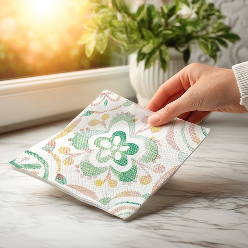 20 kleine Cocktailservietten Tile - Florale Gemoetrie 25x25cm