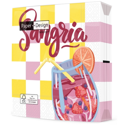 20 Servietten Summer flavour - Sangria auf Quadrate 33x33cm