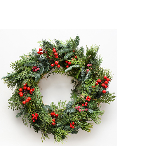 20 kleine Cocktailservietten Merry berry wreath - Natürlicher Kranz mit Beeren 25x25cm