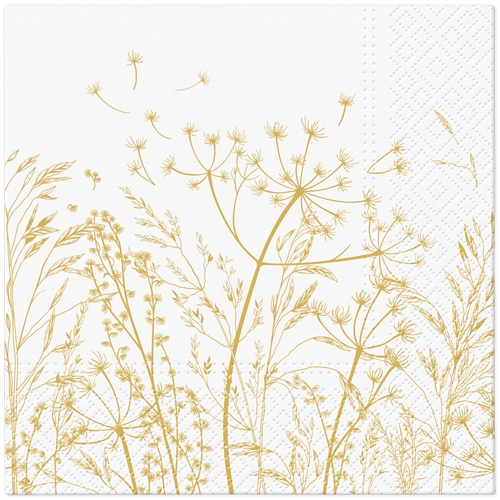 20 Servietten Seamless Meadow - Goldene Gräser 33x33cm
