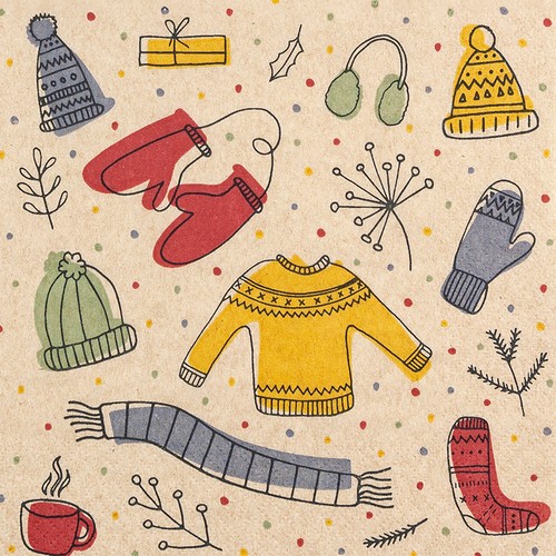 20 Servietten aus Recycling-Papier Keeping Warm eco - Winterbekleidung 33x33cm