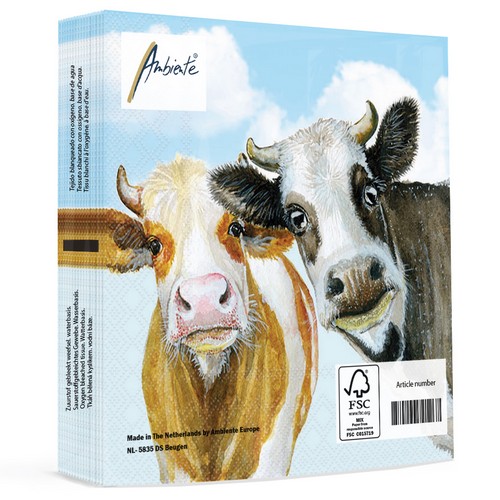 20 Servietten Alma and Bella - Neugierige Kühe 33x33cm