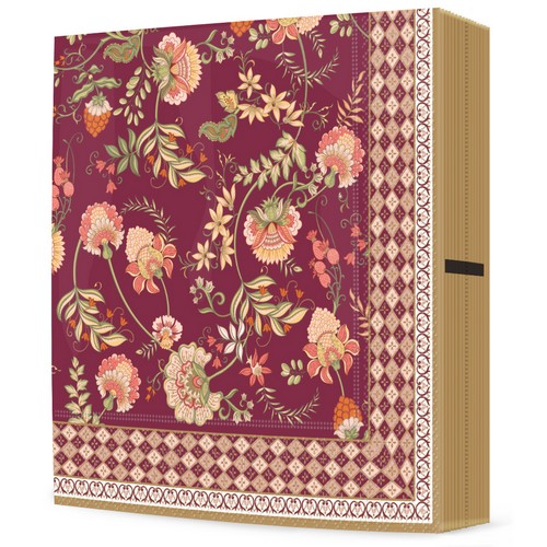 20 Servietten Magie D´orient - Folk Blumenmuster bordeaux 33x33cm