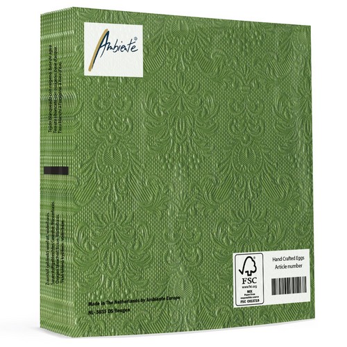 15 geprägte Servietten Elegance summer green 33x33cm