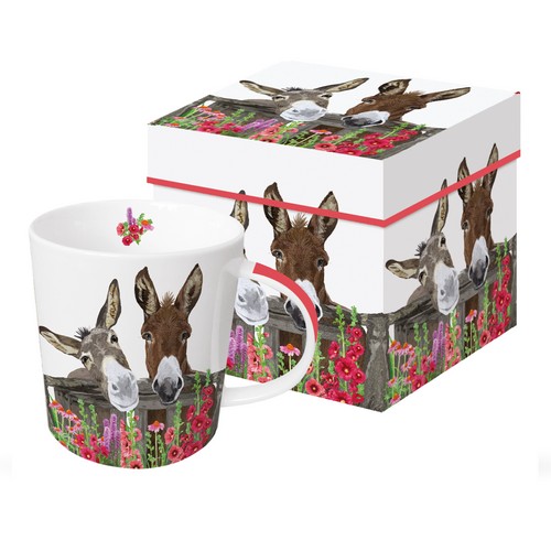 Tasse aus Porzellan Peanut Butter & Jelly - Zwei neugierige Esel 0,4L, Höhe 9,7cm