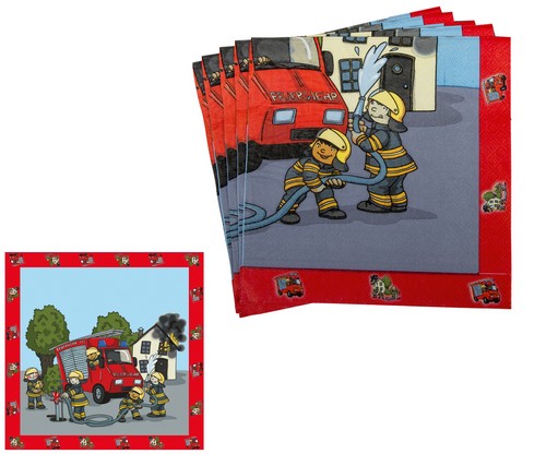 20 Servietten Feuerwehr 33x33cm