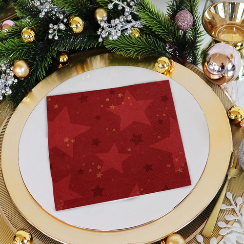 20 Servietten Starshine red - Sternenglanz rot 33x33cm