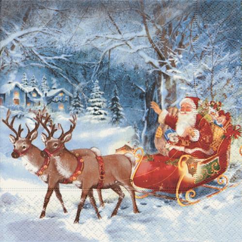 20 Servietten Santa on tour 33x33cm