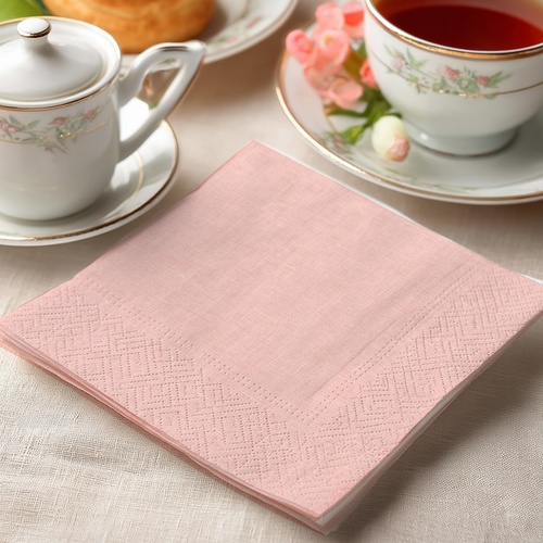 20 kleine Cocktailservietten Linen Mellow Rose - Uni Leinenstruktur soft rosa 25x25cm