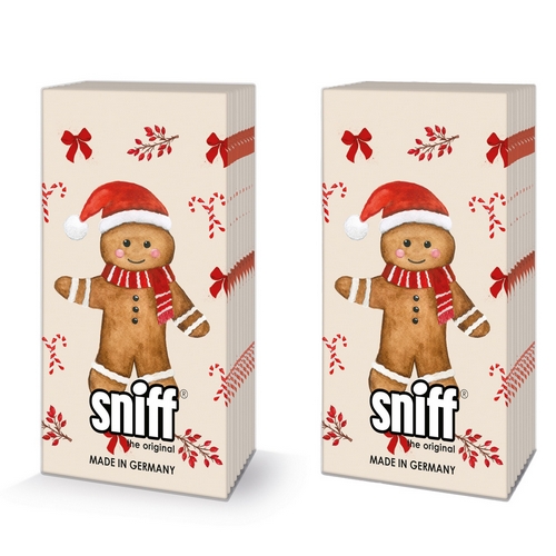 2x 10 Taschentücher Petit Biscuit - Zuckerstangen um Lebkuchenfigur