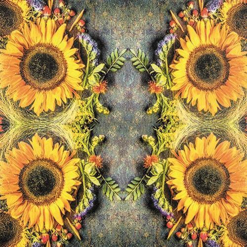 20 Servietten Sunny Autumn - Sonnenblume im Naturgesteck 33x33cm