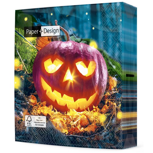 20 Servietten Pumpkin Night - Halloween-Kürbis bei Nacht 33x33cm