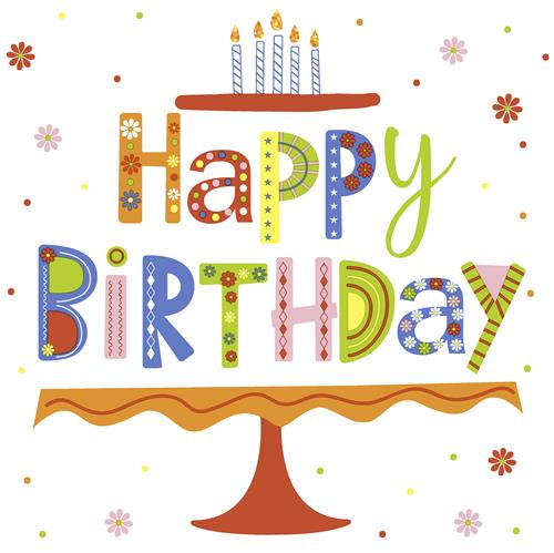 20 Servietten Happy B-day Colour - Kuchen aus Happy Birthday 33x33cm