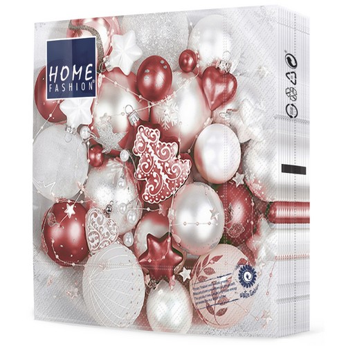 20 Servietten Elegant Baubles - Schillernde Christbaumdekoration 33x33cm