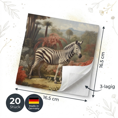 20 Servietten Savanah - Zebra im düsteren Urwald 33x33cm