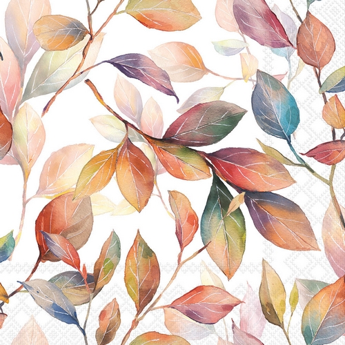 20 Servietten Colourful Leaves - Herbstblätter in prächtigen Farben 33x33cm