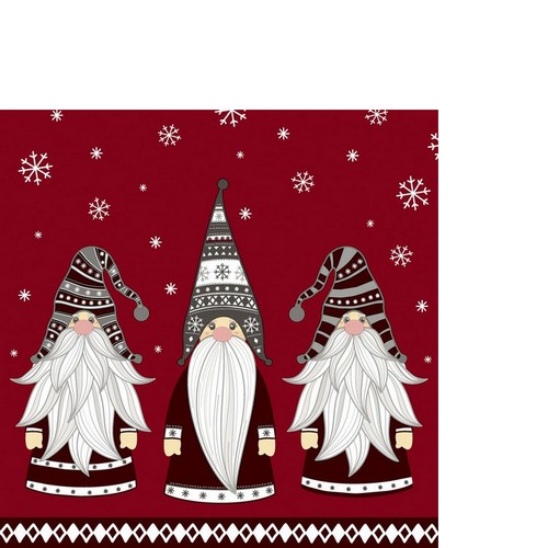 20 kleine Cocktailservietten Gnomes - Familie der Wichtel 24x24cm