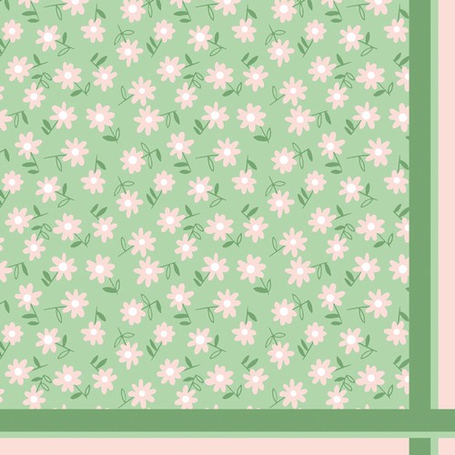 20 Servietten Ditsy Green - Blümchen an grüner Bordüre 33x33cm