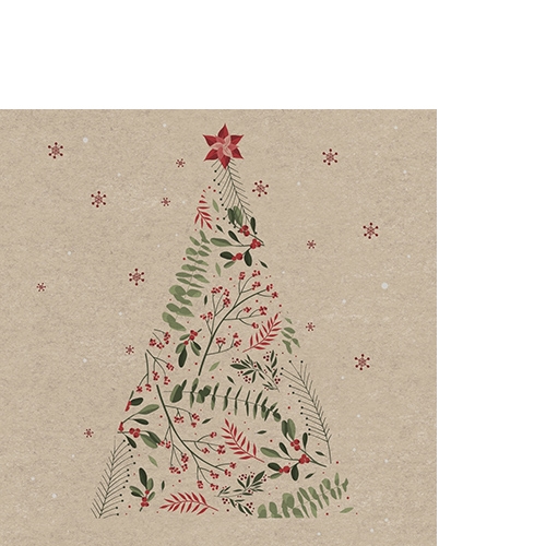 20 kleine Cocktailservietten aus Recycling-Papier Graceful pine - Natur-Elemente im Baum 25x25cm