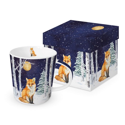 Tasse aus Porzellan Winter Friend - Fuchs im Mondschein 0,4L, Höhe 9,7cm