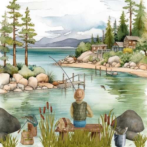20 Servietten Lakeside Fishing - Angeln am See 33x33cm