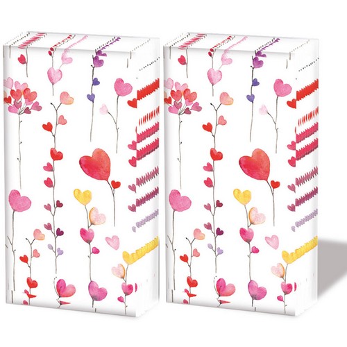 2x 10 Taschentücher Hearts Garlands - Bunte Herzenlinie