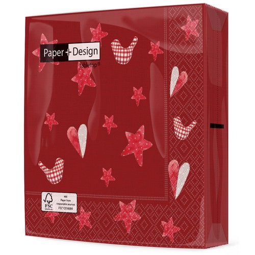 20 Servietten Artisan joy red - Rot im Fokus 33x33cm