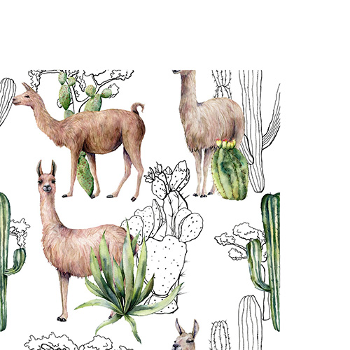 20 kleine Cocktailservietten aus Recycling-Papier Lamas - Lama Oase 25x25cm