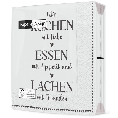 20 Servietten Cook & Eat - Kochen Essen Lachen 33x33cm