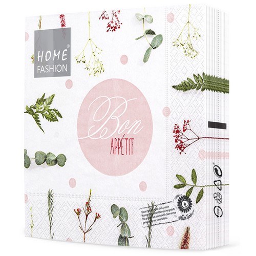 20 Servietten Bon Appétit - Guten Appetit mit Gräser 33x33cm