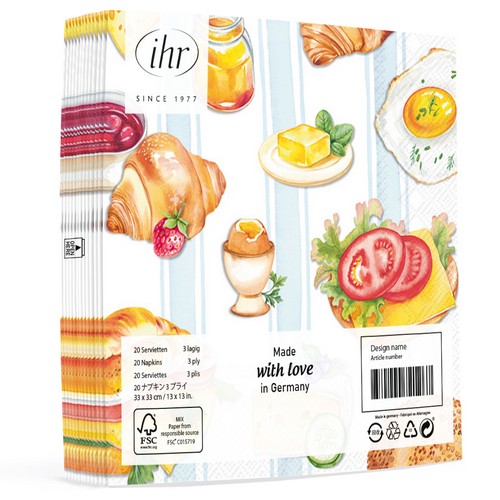 20 Servietten Start your Day - Frühstückstisch 33x33cm