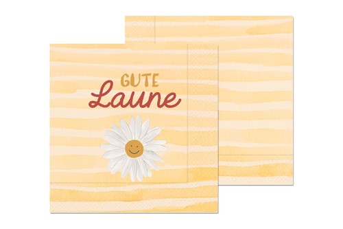 20 Servietten Gute Laune - Fröhlich mit Blümchen 33x33cm