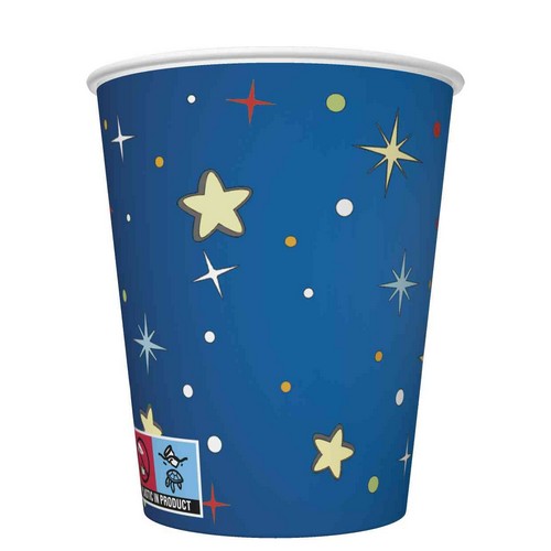 8 Pappbecher Space Rockets and Aliens - Aliens und Raketen im Weltall 250ml Ø5,5-8cm, H9cm