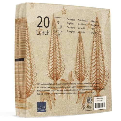 20 Servietten Eco Line Schnitzkunst - Rehe und geschnitzte Bäume 33x33cm
