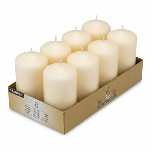 8 Kerzen Stumpen Uni creme Ø5cm x Höhe 10cm