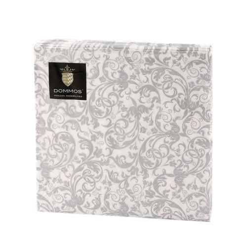 20 Servietten Luxury silver - Elegante Ranken silber 33x33cm
