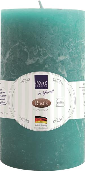 Kerze Stumpen Rustik petrol Ø 7cm, Höhe 12cm